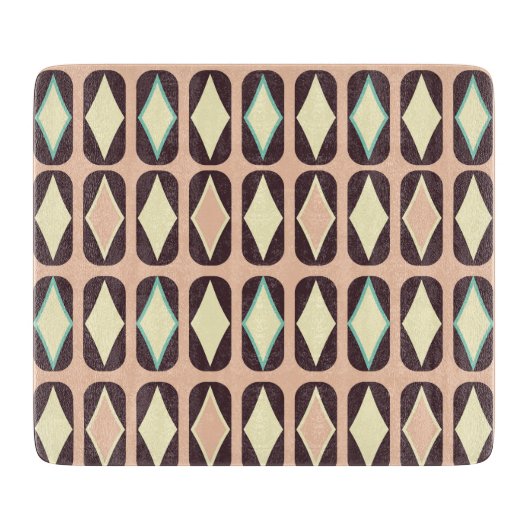 Seamless geometric pattern in dark brown leaf  snijplank (Voorkant)
