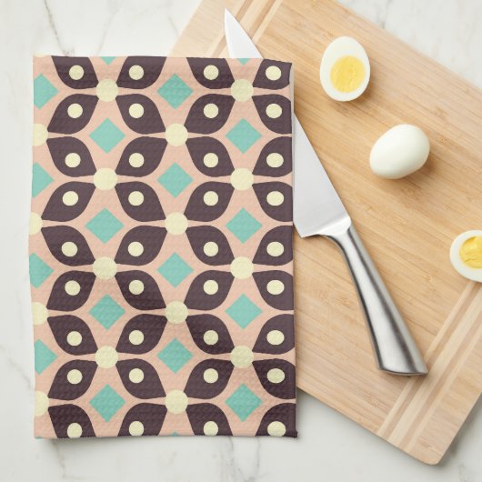Seamless geometric pattern in dark brown leaf  theedoek (Quarter Fold)