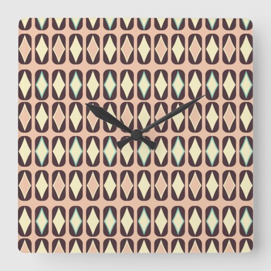 Seamless geometric pattern in dark brown leaf  vierkante klok (Voorkant)