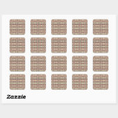 Seamless geometric pattern in dark brown leaf  vierkante sticker (Vel)