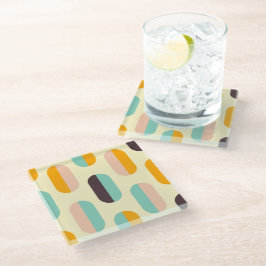 Seamless geometric pattern in retro vibes glazen onderzetter