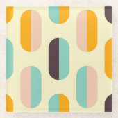 Seamless geometric pattern in retro vibes glazen onderzetter (Voorkant)