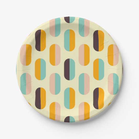Seamless geometric pattern in retro vibes papieren bordje (Voorkant)