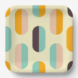 Seamless geometric pattern in retro vibes papieren bordje