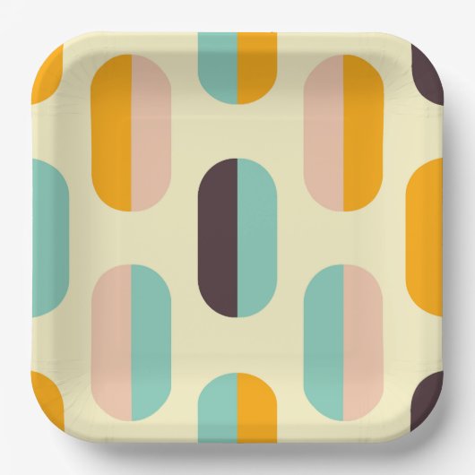 Seamless geometric pattern in retro vibes papieren bordje (Voorkant)