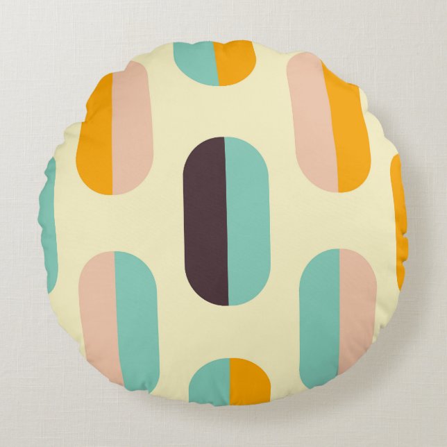 Seamless geometric pattern in retro vibes rond kussen (Voorkant)