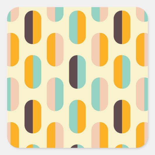 Seamless geometric pattern in retro vibes vierkante sticker (Voorkant)