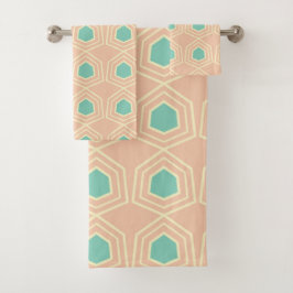 Seamless geometric pattern with teal pentagons bad handdoek