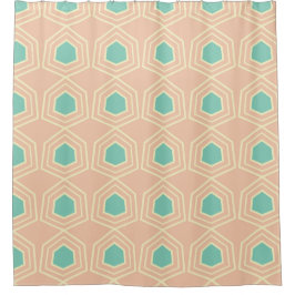 Seamless geometric pattern with teal pentagons douchegordijn