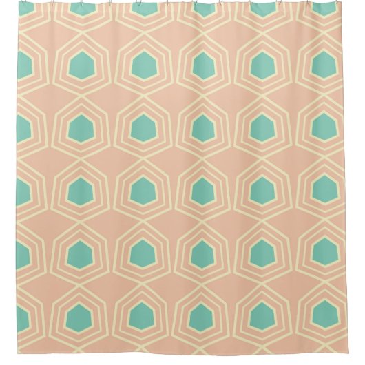 Seamless geometric pattern with teal pentagons douchegordijn (Voorkant)