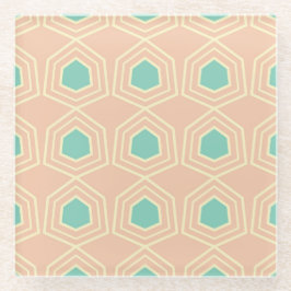 Seamless geometric pattern with teal pentagons glazen onderzetter