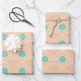 Seamless geometric pattern with teal pentagons inpakpapier vel