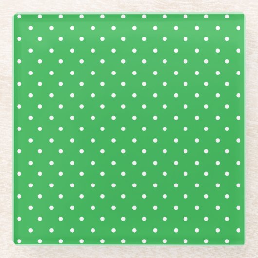 Seamless green background polka dot pattern glazen onderzetter (Voorkant)