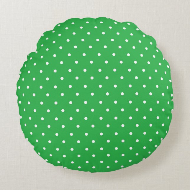 Seamless green background polka dot pattern rond kussen (Voorkant)