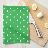 Seamless green background polka dot pattern theedoek (Quarter Fold)