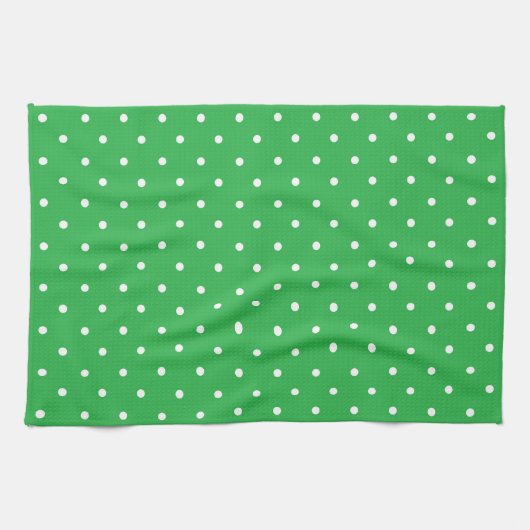 Seamless green background polka dot pattern theedoek (Horizontaal)