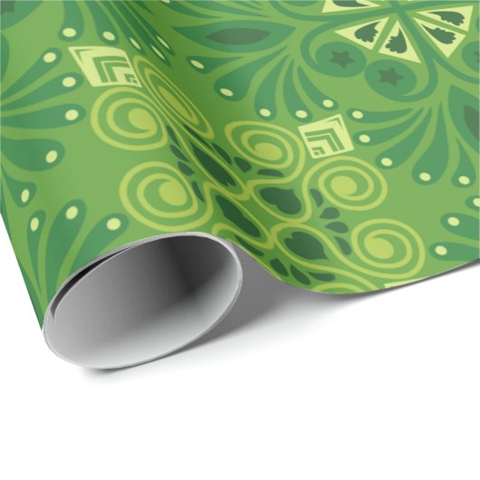 Seamless green floral pattern with symmetrical cadeaupapier (Rol Hoek)