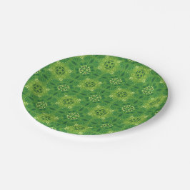 Seamless green floral pattern with symmetrical papieren bordje