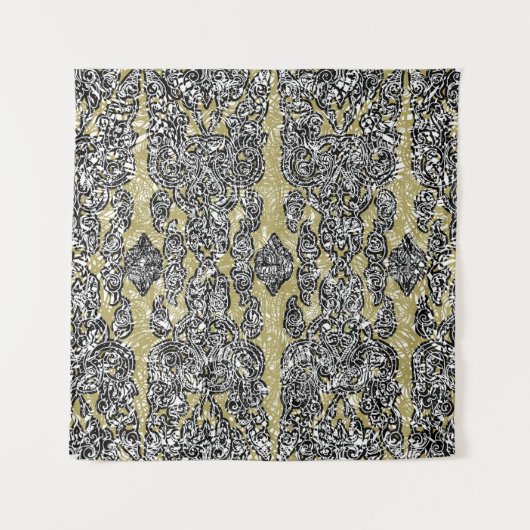 seamless grunge Cambodian floral patternethnic,ab Wandkleed (Voorkant)
