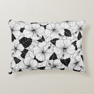 Seamless hand drawn pattern with hibiscus flowers accent kussen