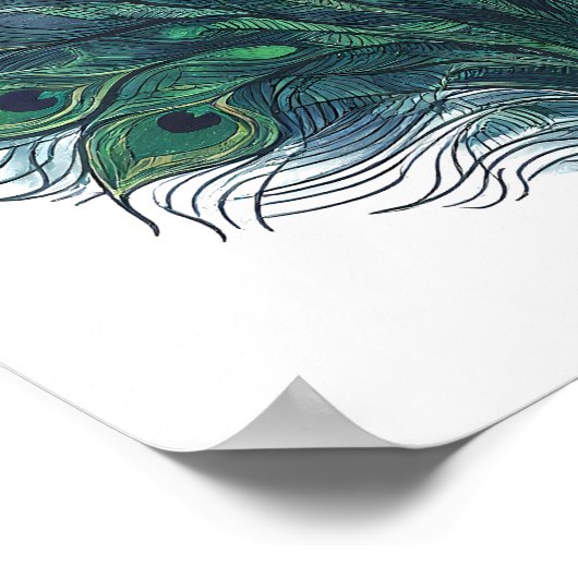 Seamless High-Contrast Peacock Plume Pattern Poster (Hoek)