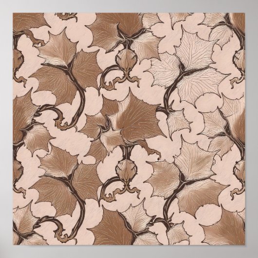 Seamless High-Contrast Sepia Ivory Tiling Pattern Poster (Voorkant)