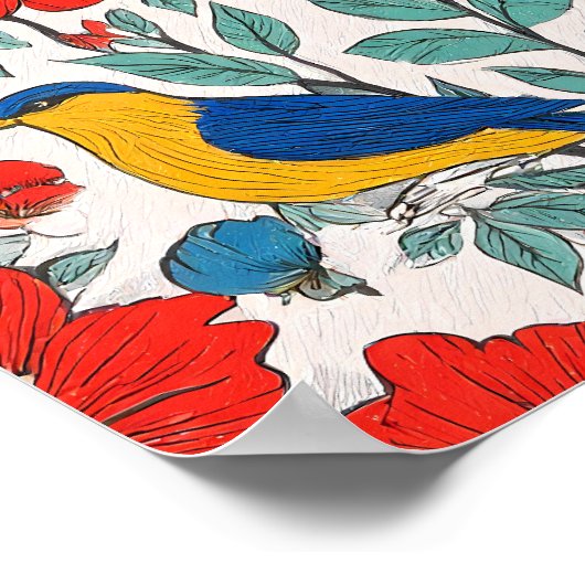 Seamless High-Saturation Folk Art Tiling Pattern Poster (Hoek)