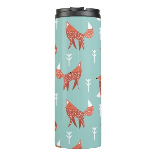Seamless illustration pattern with cute orange fox thermosbeker (Achterkant)
