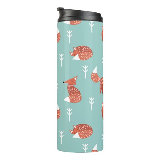 Seamless illustration pattern with cute orange fox thermosbeker (Geroteerd rechts)