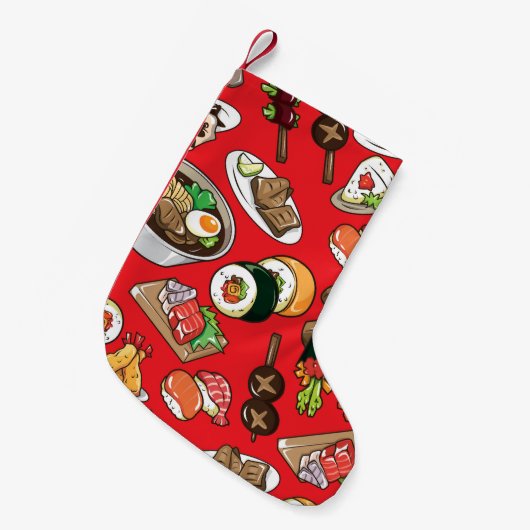 seamless Japanese food pattern Kleine Kerstsok (Voorkant (Hangend))