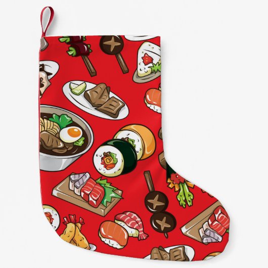 seamless Japanese food pattern Kleine Kerstsok (Voorkant)