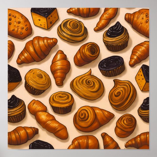 Seamless Laminated Dough Texture Fabric Pattern Poster (Voorkant)