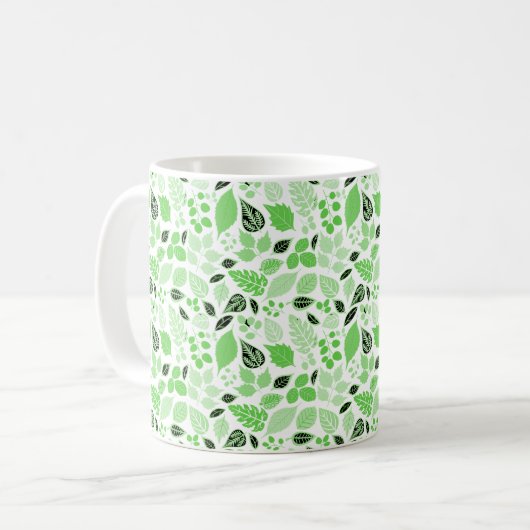 Seamless Leaf Pattern Koffiemok (Voorkant links)