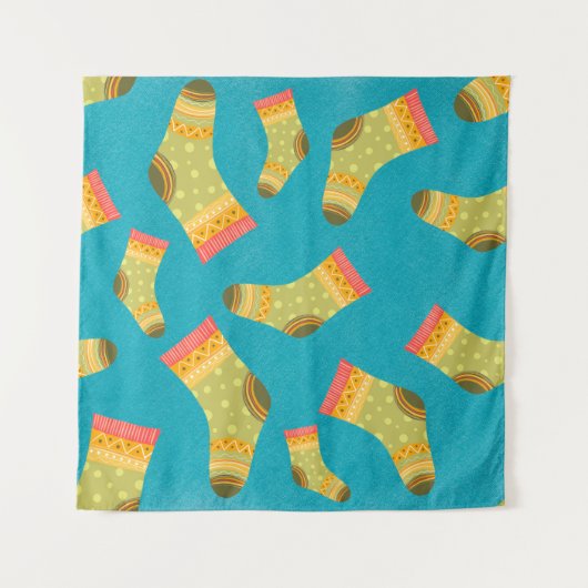 Seamless linear pattern with socks. The illustrati Wandkleed (Voorkant)