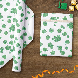 Seamless Lucky Four-Leaf Clover Pattern Cadeaupapier