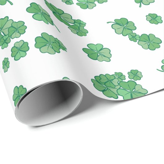 Seamless Lucky Four-Leaf Clover Pattern Cadeaupapier (Rol Hoek)