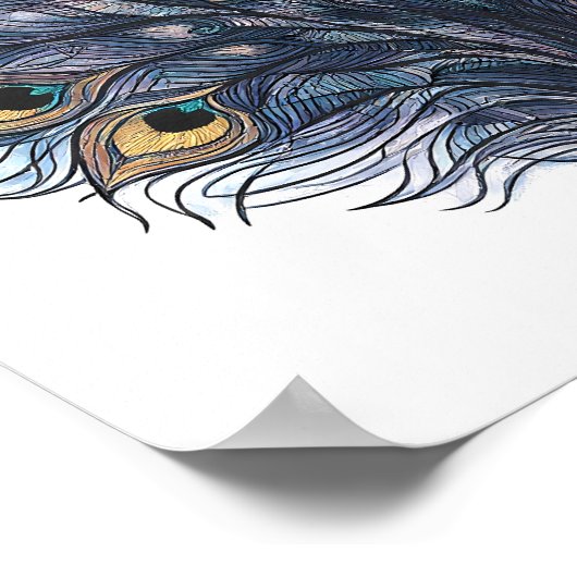 Seamless Macro Peacock Feather Fabric Pattern Poster (Hoek)