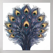 Seamless Macro Peacock Feather Fabric Pattern Poster (Voorkant)