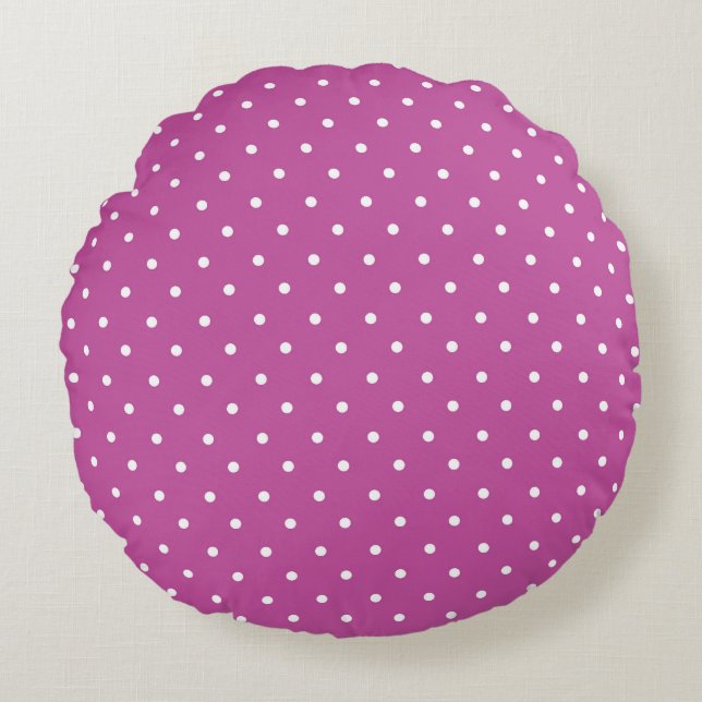 Seamless magenta background polka dot pattern rond kussen (Voorkant)