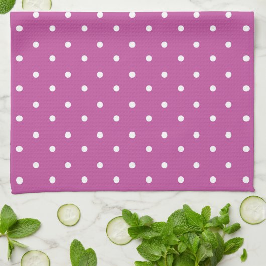 Seamless magenta background polka dot pattern theedoek (Gevouwen)