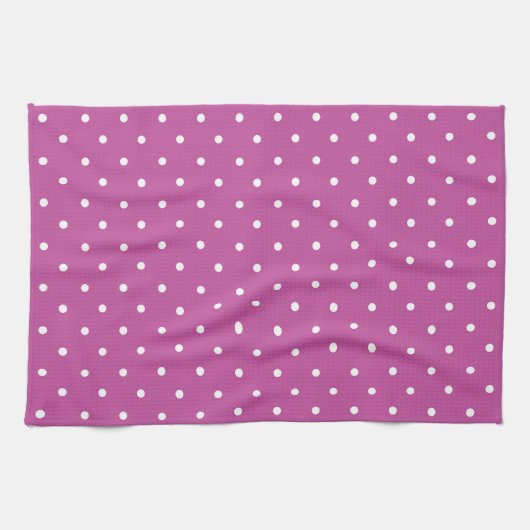 Seamless magenta background polka dot pattern theedoek (Horizontaal)