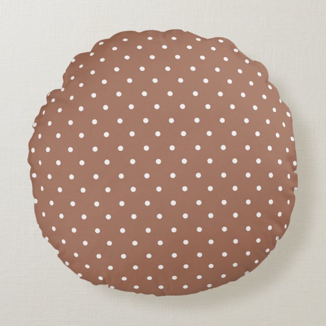 Seamless medium brown polka dot  pattern rond kussen (Voorkant)