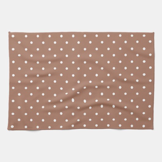 Seamless medium brown polka dot  pattern theedoek (Horizontaal)
