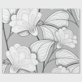 Seamless Monochrome Floral Pattern. Hand Drawn Flo Cadeaupapier (Vlak)