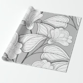Seamless Monochrome Floral Pattern. Hand Drawn Flo Cadeaupapier (Uitgerold)
