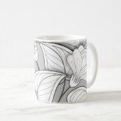 Seamless Monochrome Floral Pattern. Hand Drawn Flo Koffiemok (Voorkant rechts)