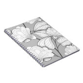 Seamless Monochrome Floral Pattern. Hand Drawn Flo Notitieboek (Rechterzijde)