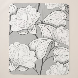 Seamless Monochrome Floral Pattern. Hand Drawn Flo Sherpa Deken