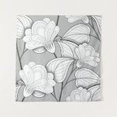 Seamless Monochrome Floral Pattern. Hand Drawn Flo Wandkleed (Voorkant)