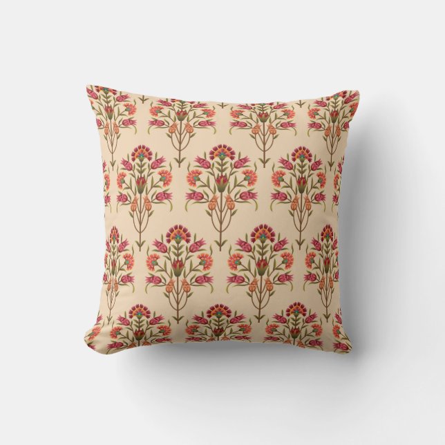 seamless mughal flower pattern design cream backgr kussen (Voorkant)